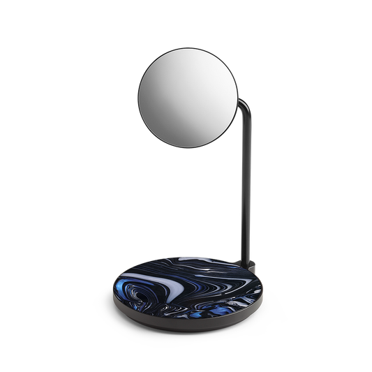 Materik Alchemy Moon 2-in-1 MagSafe charger in Black Pearl, handmade Italian pattern