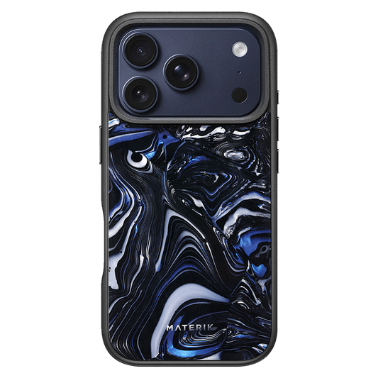 Materik PureCase for iPhone 17 Pro in Black Pearl, MagSafe-ready case with a handmade Italian pattern