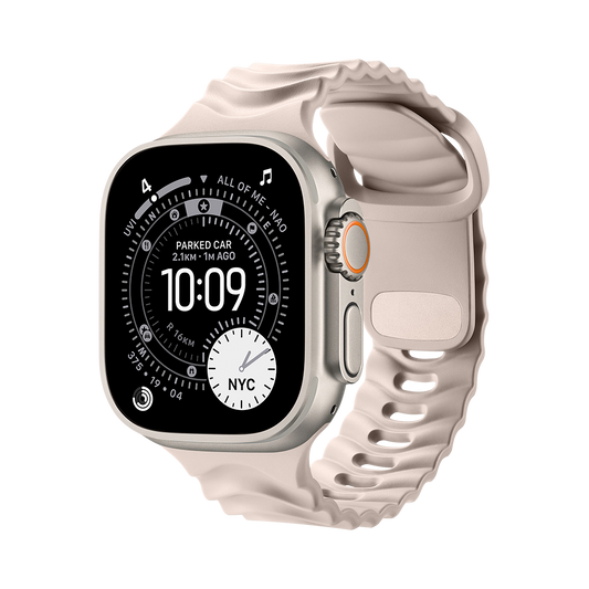 Materik Ripple Apple Watch sport band in Ivory Sand, water resistant FKM rubber