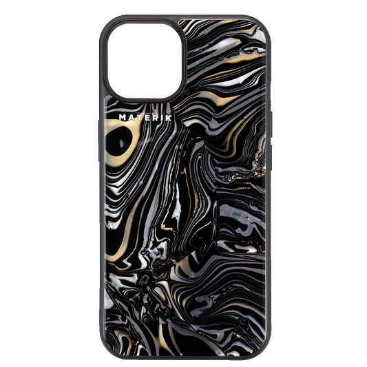 Materik PureCase for iPhone 14 in Black Mussels, MagSafe-ready case with a handmade Italian pattern