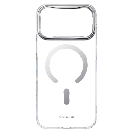 Materik CrystalCase for iPhone 18 Pro Max in Acqua, clear case shown on its own, back view