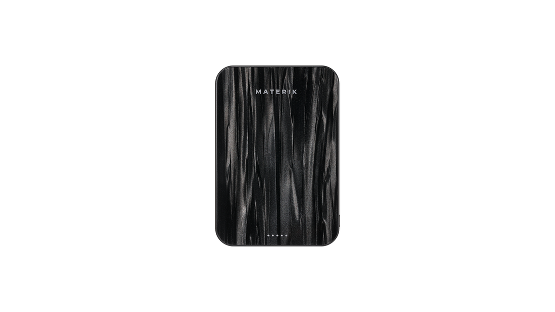 Materik Halo MagSafe Qi2 power bank in Black Pearl on a white background