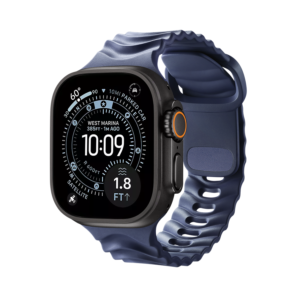 Materik Ripple Apple Watch sport band in Midnight Tide, water resistant FKM rubber