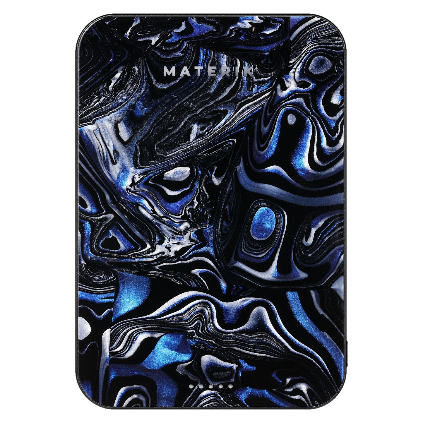 Materik Halo MagSafe Qi2 power bank in Black Pearl, handmade Italian pattern