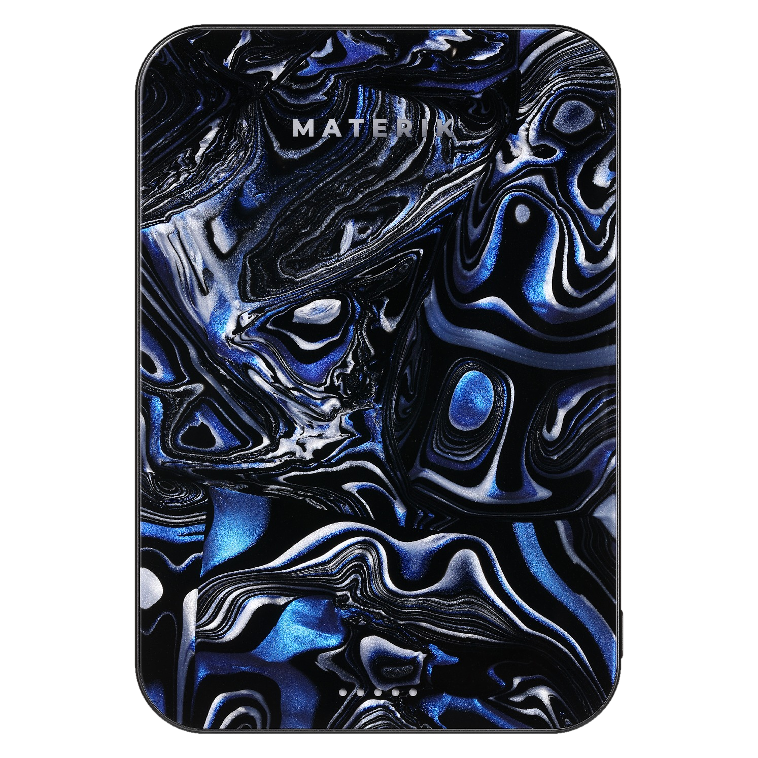 Materik Halo MagSafe Qi2 power bank in Black Pearl, handmade Italian pattern