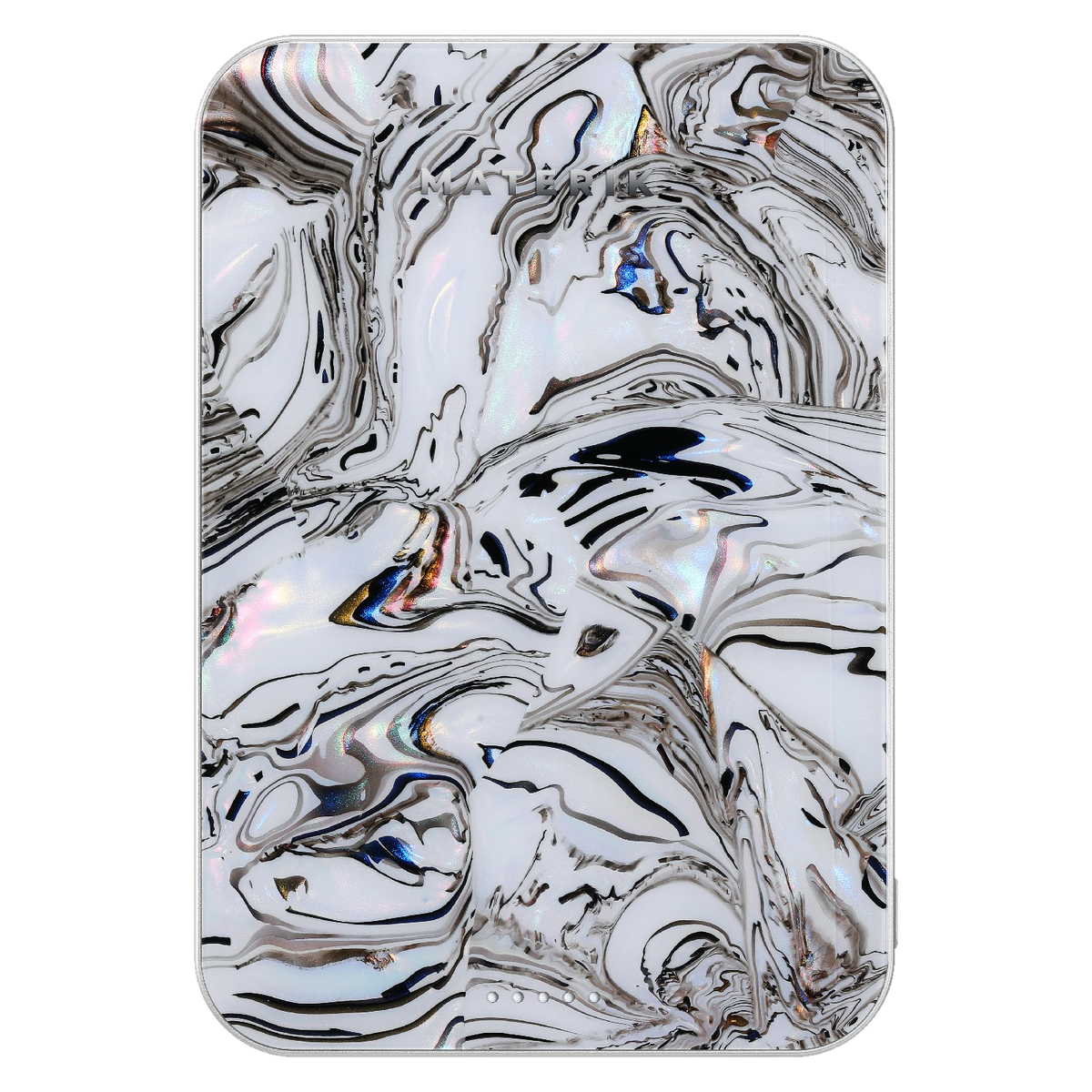 Materik Halo MagSafe Qi2 power bank in White Pearl, handmade Italian pattern