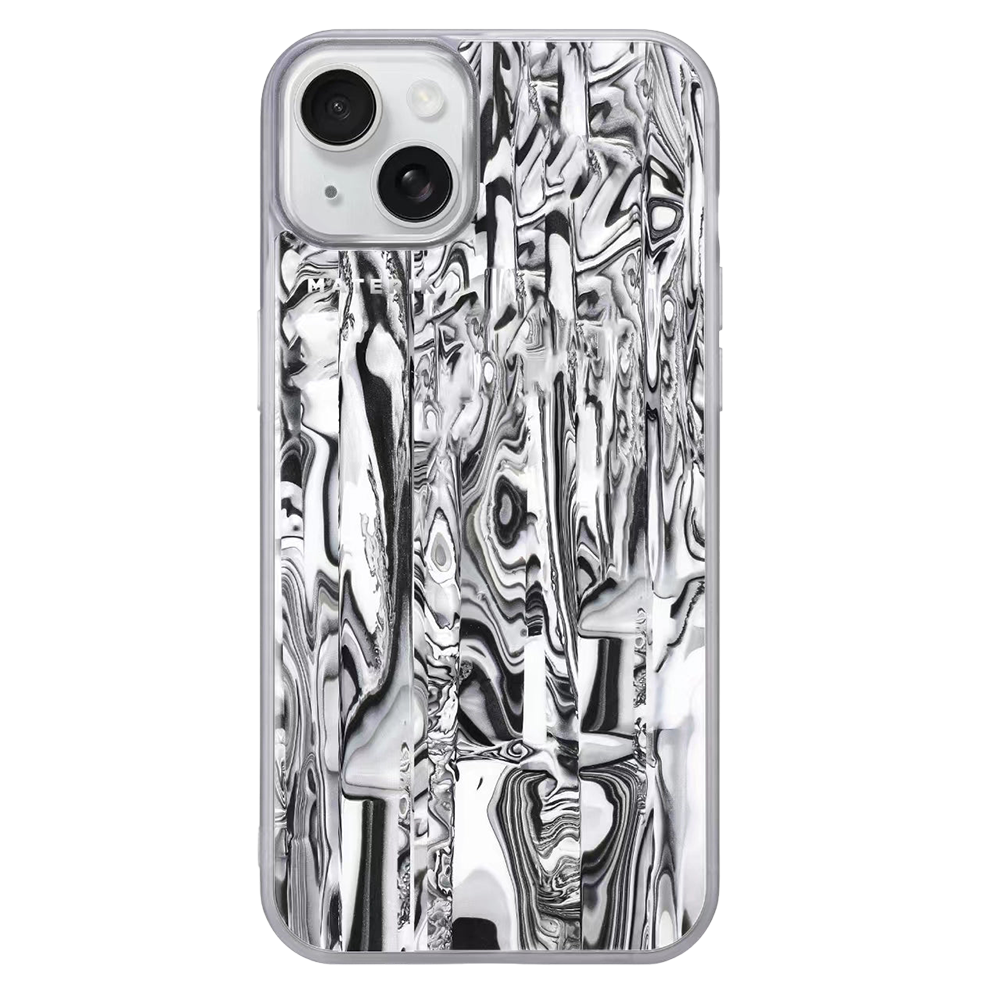 Materik PureCase for iPhone 15 in White Coral, handmade Italian pattern with 9H glass finish