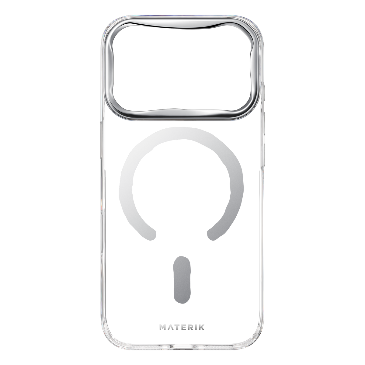 Materik CrystalCase for iPhone 18 Pro in Acqua, clear case shown on its own, back view