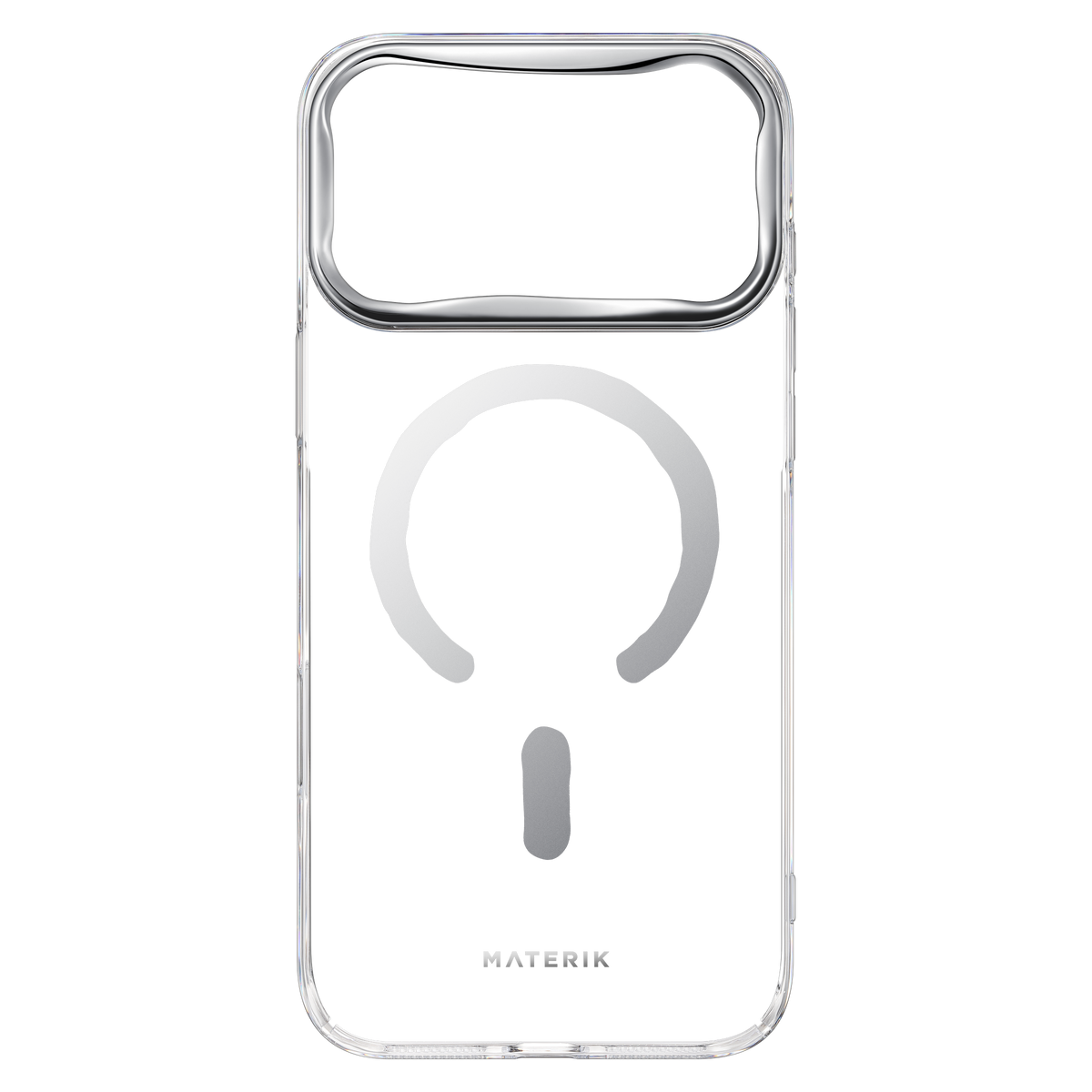 Materik CrystalCase for iPhone 18 Pro Max in Acqua, clear case shown on its own, back view