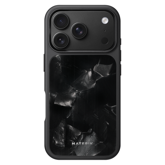 Materik PureCase for iPhone 18 Pro in Black Reef, back view showing the raised aluminium alloy camera frame