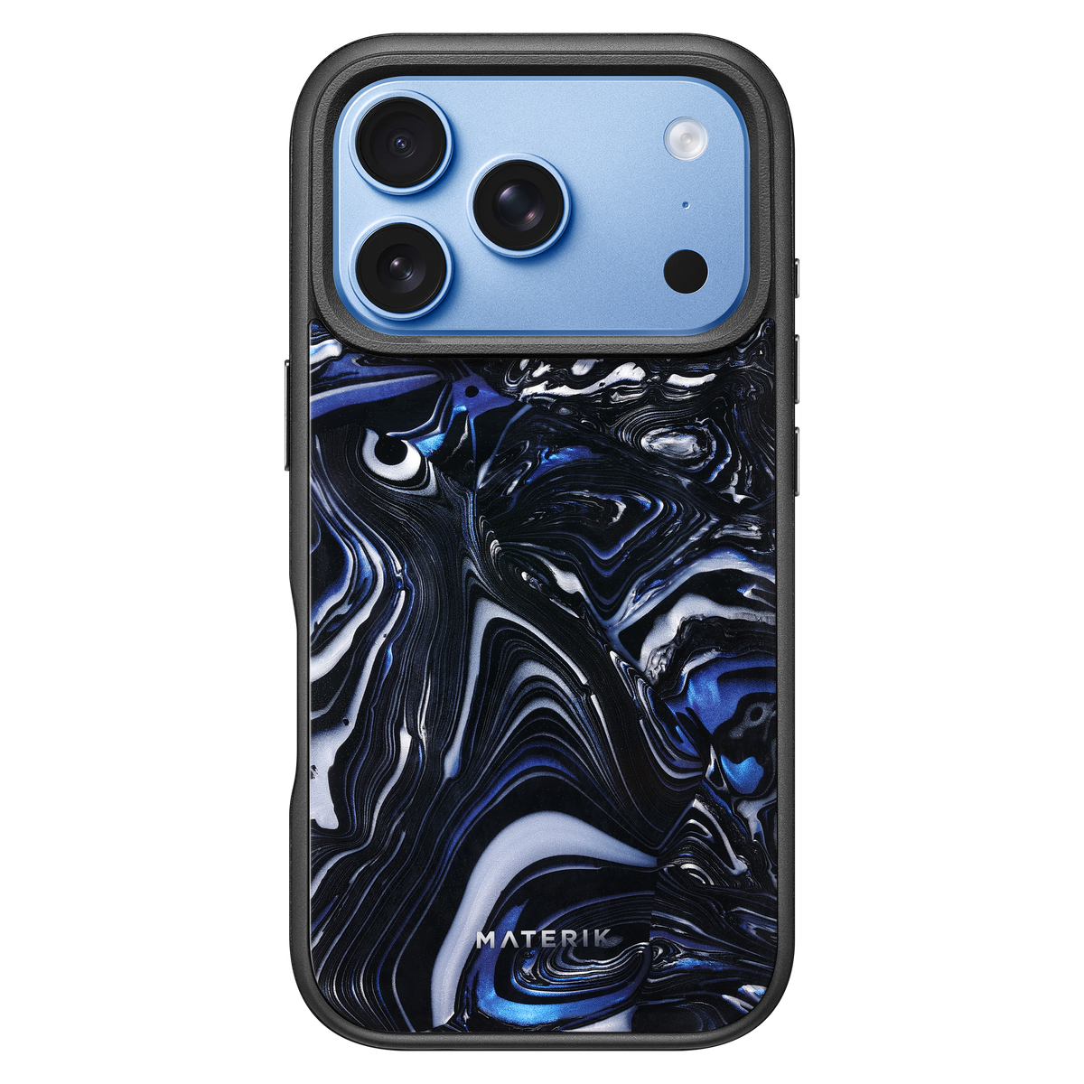 Materik PureCase Classic in Black Pearl on iPhone 18 Pro in Glacier