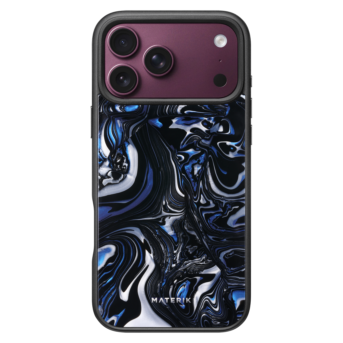 Materik PureCase Classic in Black Pearl on iPhone 18 Pro Max in Burgundy