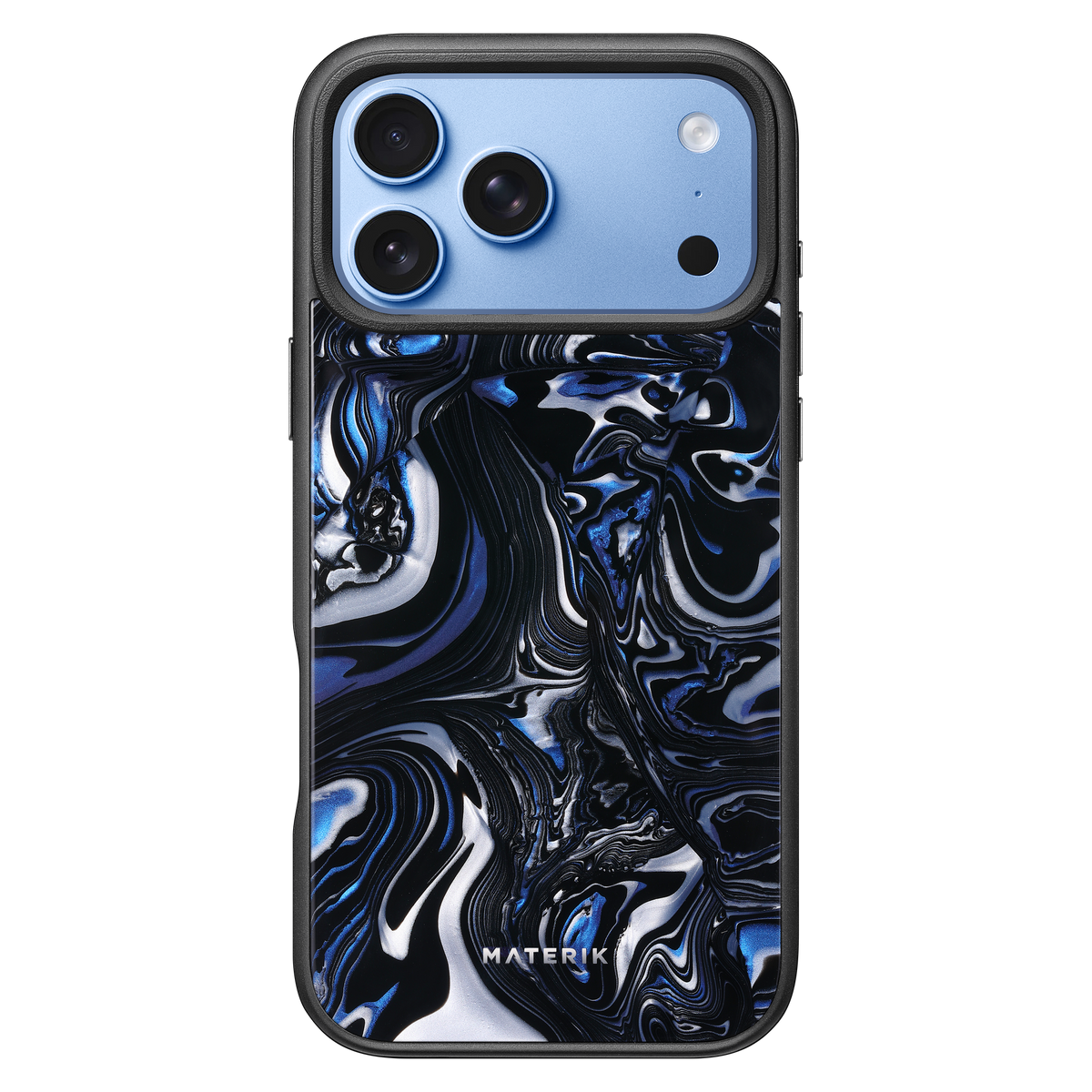 Materik PureCase Classic in Black Pearl on iPhone 18 Pro Max in Glacier